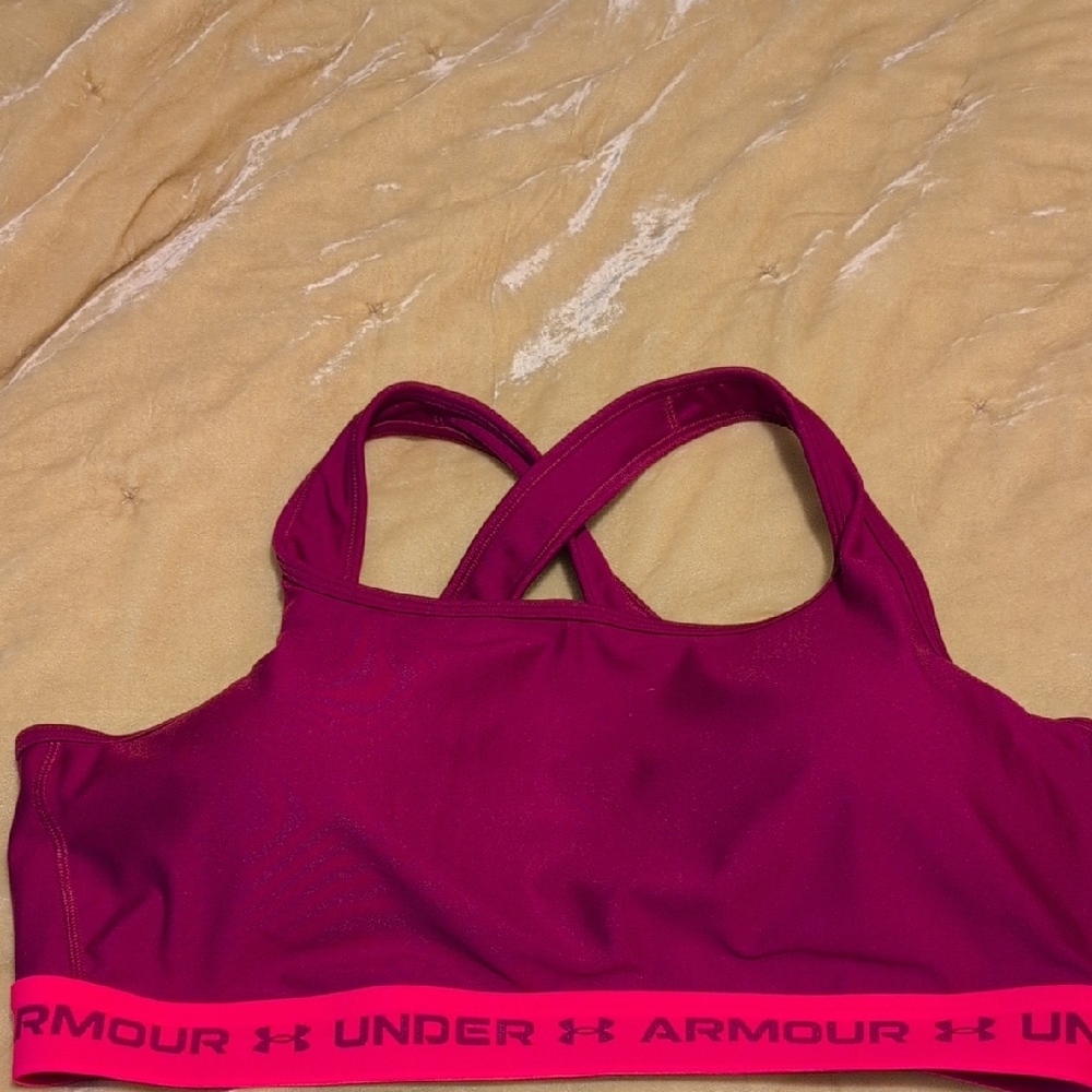 Under Armour Red Sports Bra with Crossed Straps